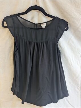 Merona Black Mesh Sleeveless Pleated Top